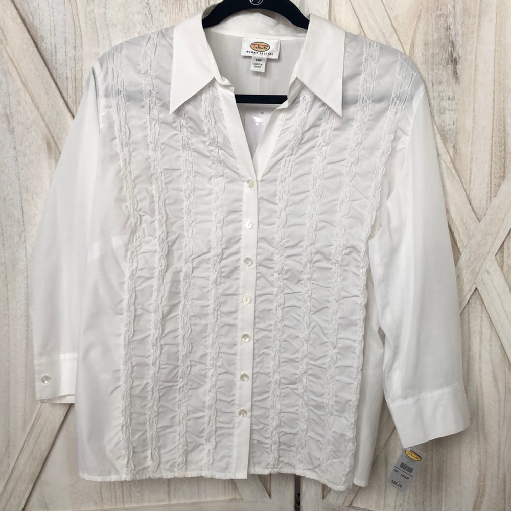 NWT Talbots Pin-tuck Blouse 14W Petite